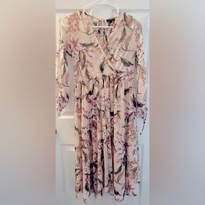 TOPSHOP Long Floral Light Pink Dress Size 8